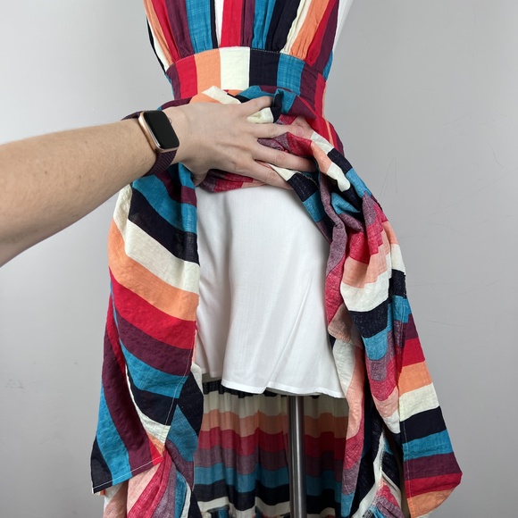 LUXXEL, Striped Colorful Maxi Dress, Halter Neck, Low Back, Small - Picture 8 of 12